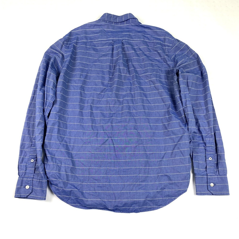 American Eagle Outfitters Shirt Men Medium Button Front Blue Stripe Athletic Fit - Picture 5 of 8